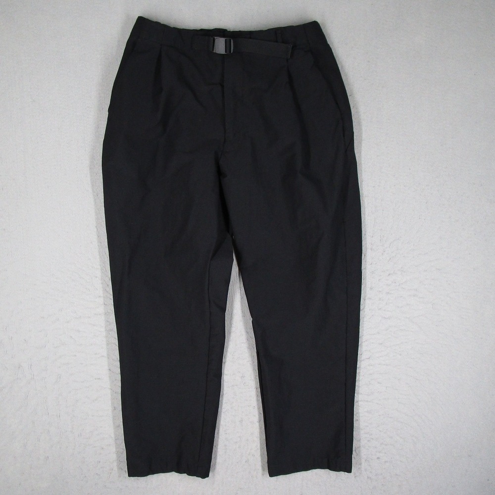 Goldwin Japan Men GM7935 Black Nylon Stretch Belted Pleated Tapered Pants Size M